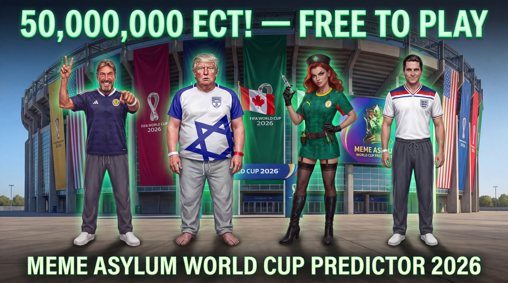 Meme Asylum World Cup Predictor — 50M ECT in Prizes | Free to Play on BASE